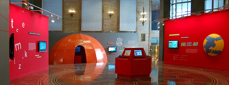 vista de la exposición Cervantes TV