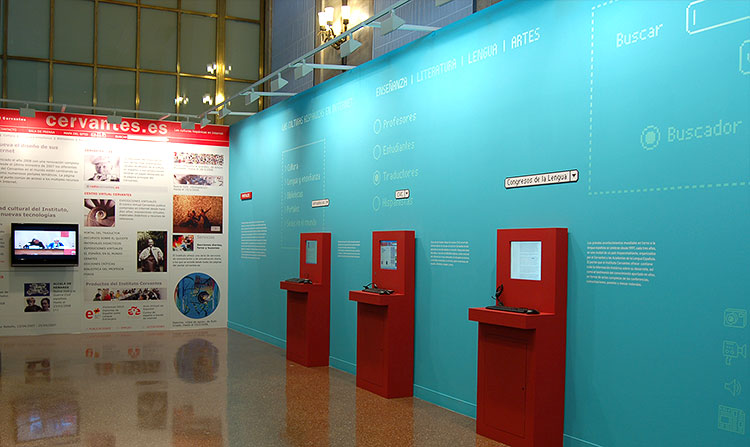 vista de la exposición Cervantes TV
