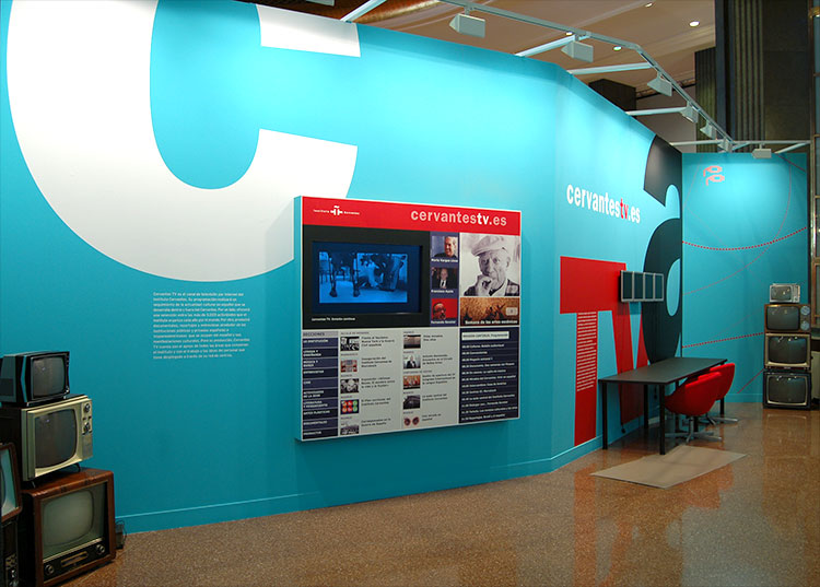 vista de la exposición Cervantes TV