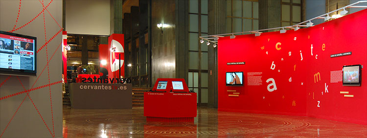 vista de la exposición Cervantes TV
